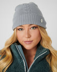 Cashmere Cable Beanie - Grey / Blue