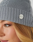 Cashmere Cable Beanie - Grey / Blue
