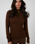 Contour Merino Mid Layer Top - Chocolate