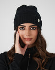 Cashmere Cable Beanie - Black