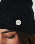 Cashmere Cable Beanie - Black