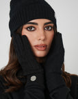 Cashmere Cable Gloves - Black