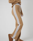 Wide Leg Cashmere Pants - Camel / Pearl Grey