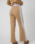 Wide Leg Cashmere Pants - Camel / Pearl Grey