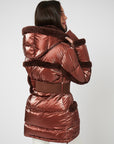 Shearling Pioneer Puffer Ski Jacket - Cherry Chocolate