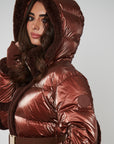 Shearling Pioneer Puffer Ski Jacket - Cherry Chocolate