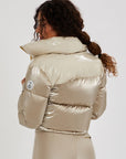 Cropped Bomber Ski Jacket – Champagne Shimmer