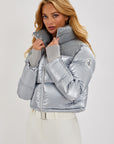 Cropped Bomber Ski Jacket – Moonlight Grey