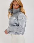 Cropped Bomber Ski Jacket – Moonlight Grey
