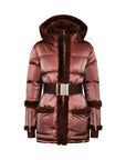 Shearling Pioneer Puffer Ski Jacket - Cherry Chocolate