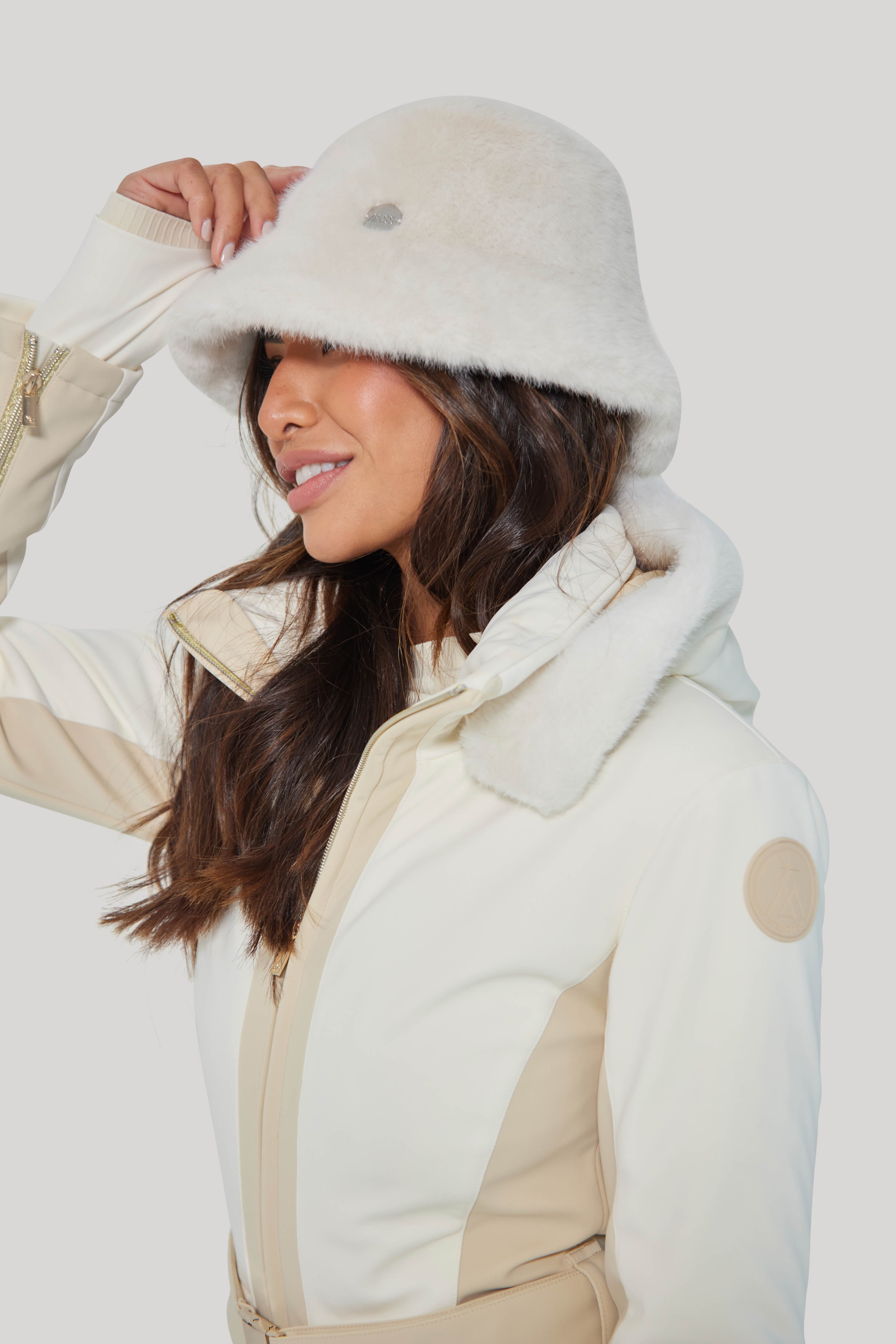 Mink Faux Fur Bucket Hat - White