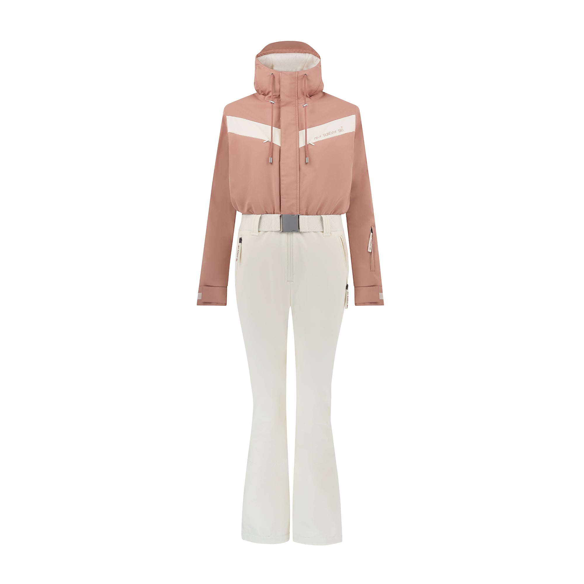 Zenith Ski Suit - Dusty Pink / White