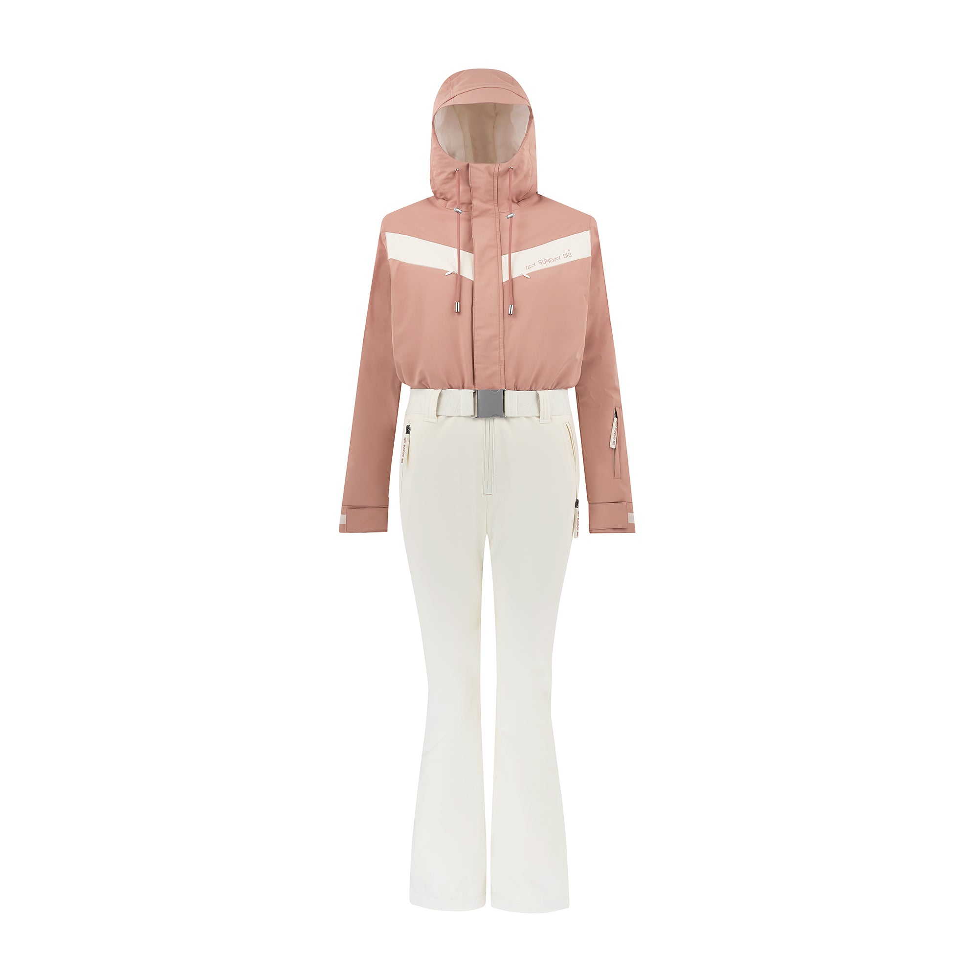 Zenith Ski Suit - Dusty Pink / White