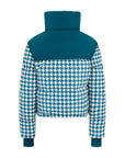 Cropped Bomber Ski Jacket - Teal Houndstooth