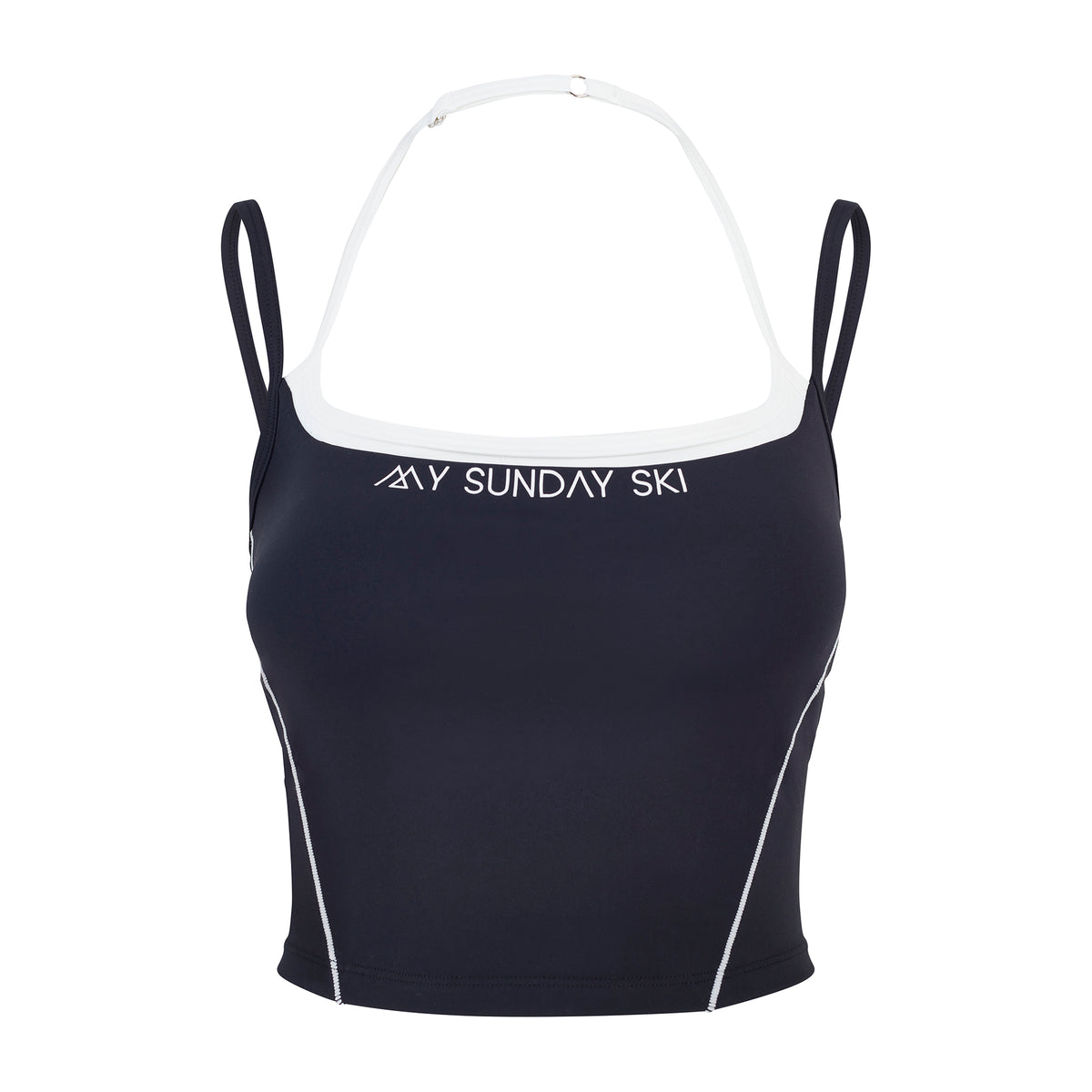 Double Layer Logo Sports Bra - Black / White