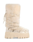 Lug Tread Shearling Snow Boots - Tall Cream
