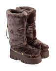 Lug Tread Shearling Snow Boots - Tall Chocolate