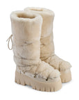 Lug Tread Shearling Snow Boots - Tall Cream