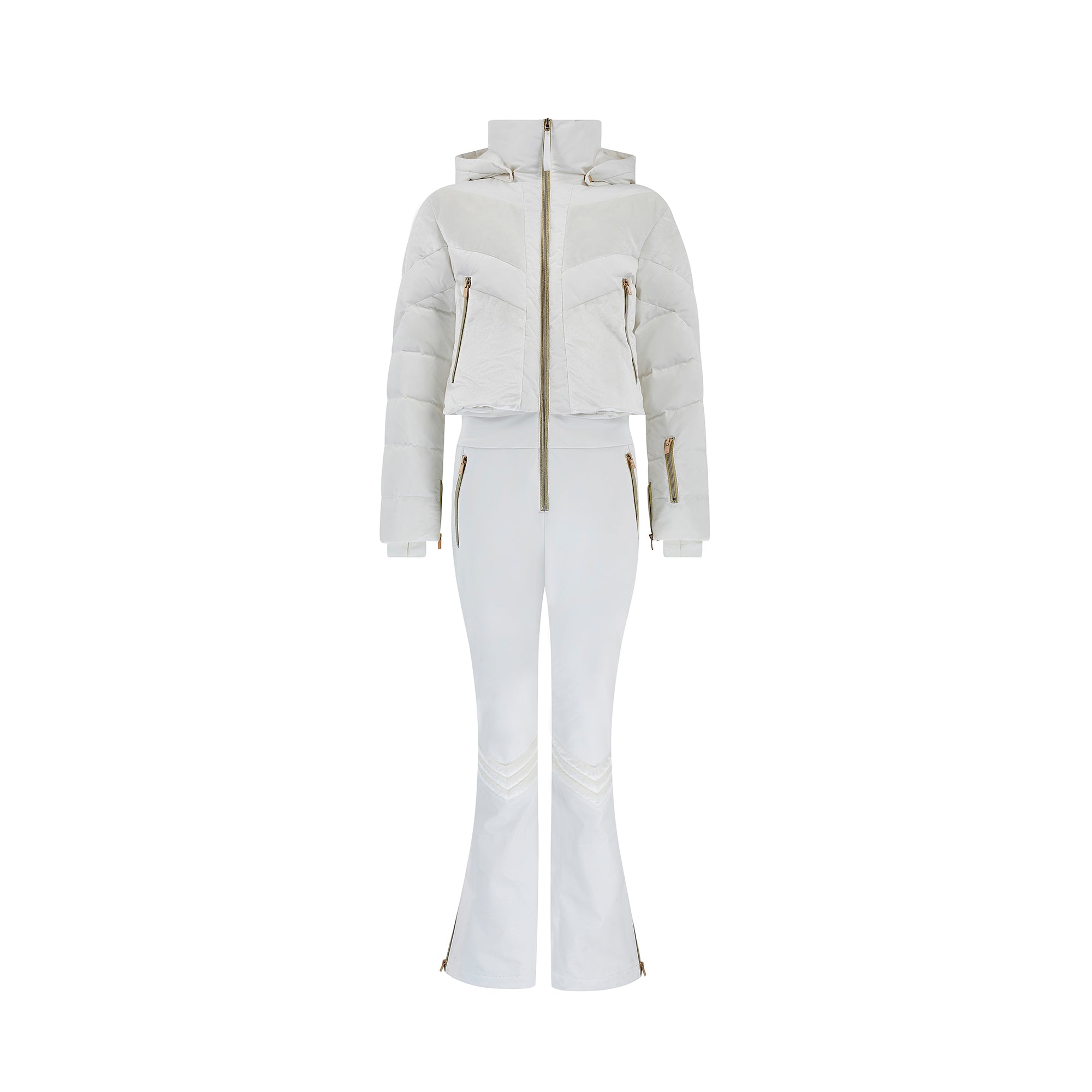 Chevron Ski Suit - White Velvet