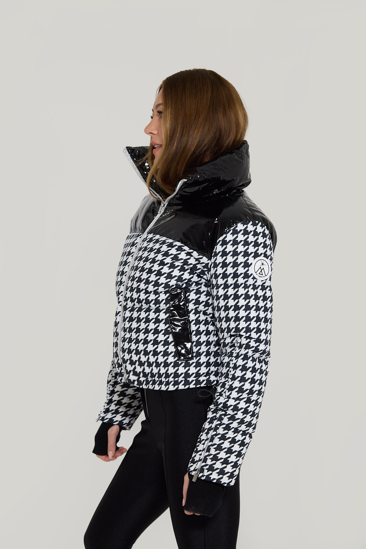 Cropped Bomber Ski Jacket – Houndstooth