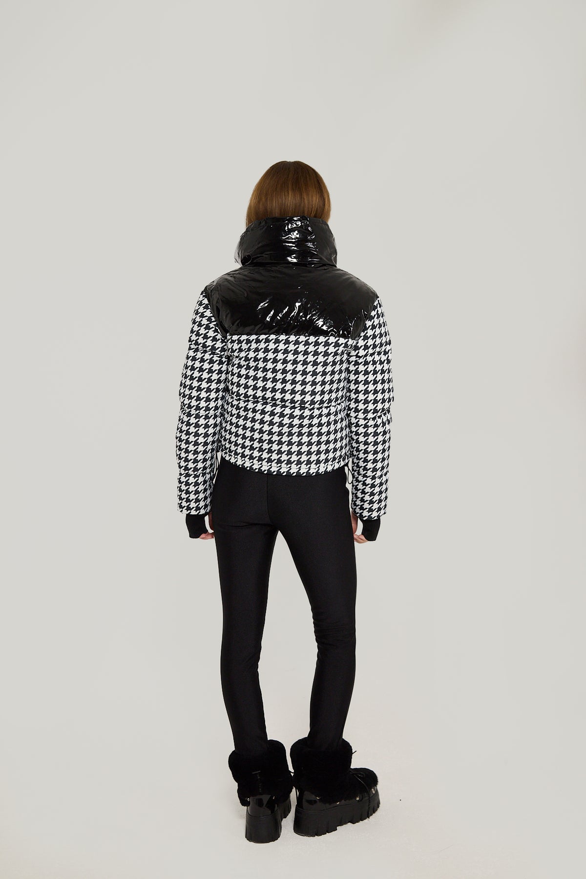 Cropped Bomber Ski Jacket – Houndstooth