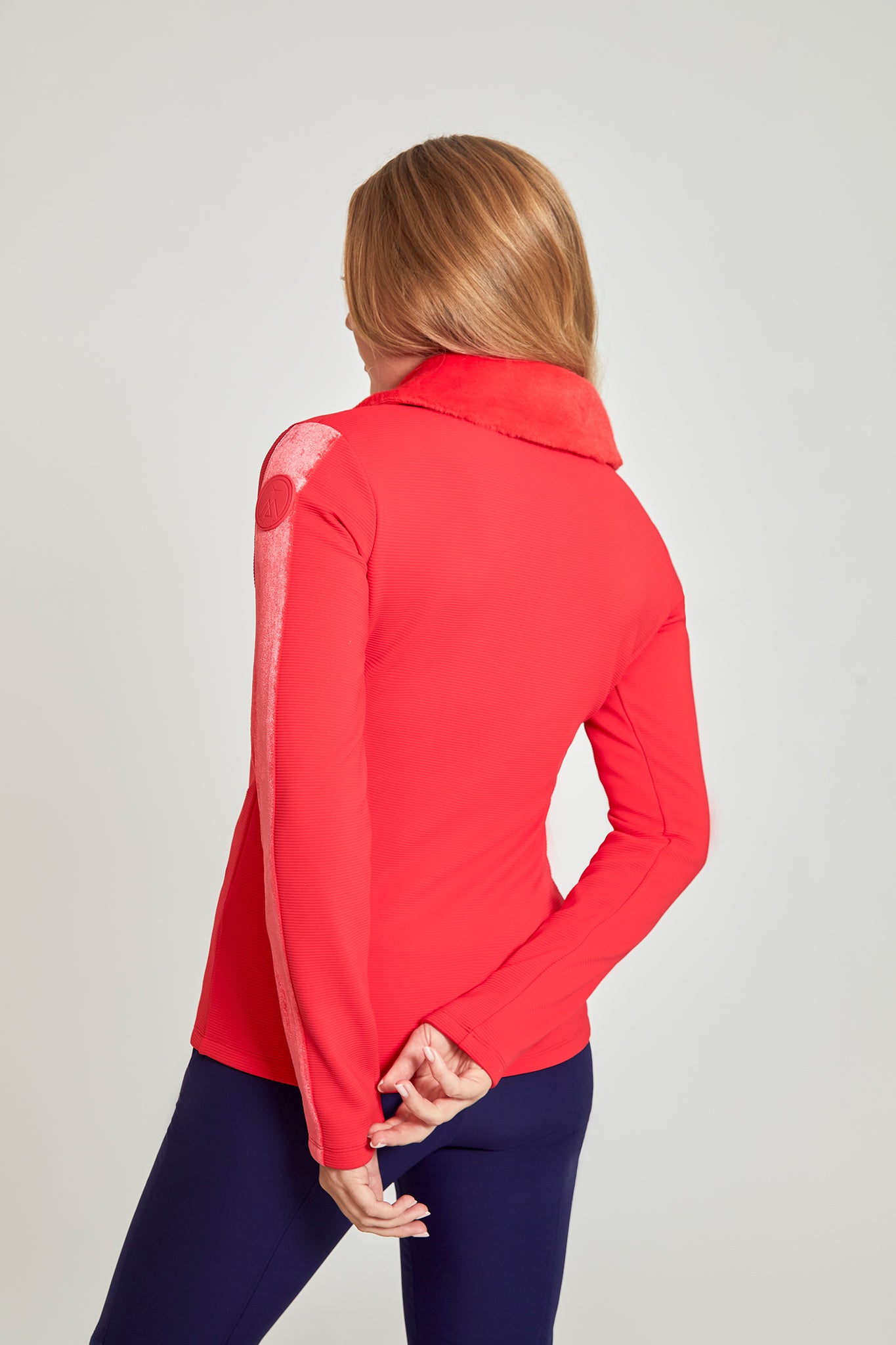 Ribbed Zip Up Mid Layer - Red