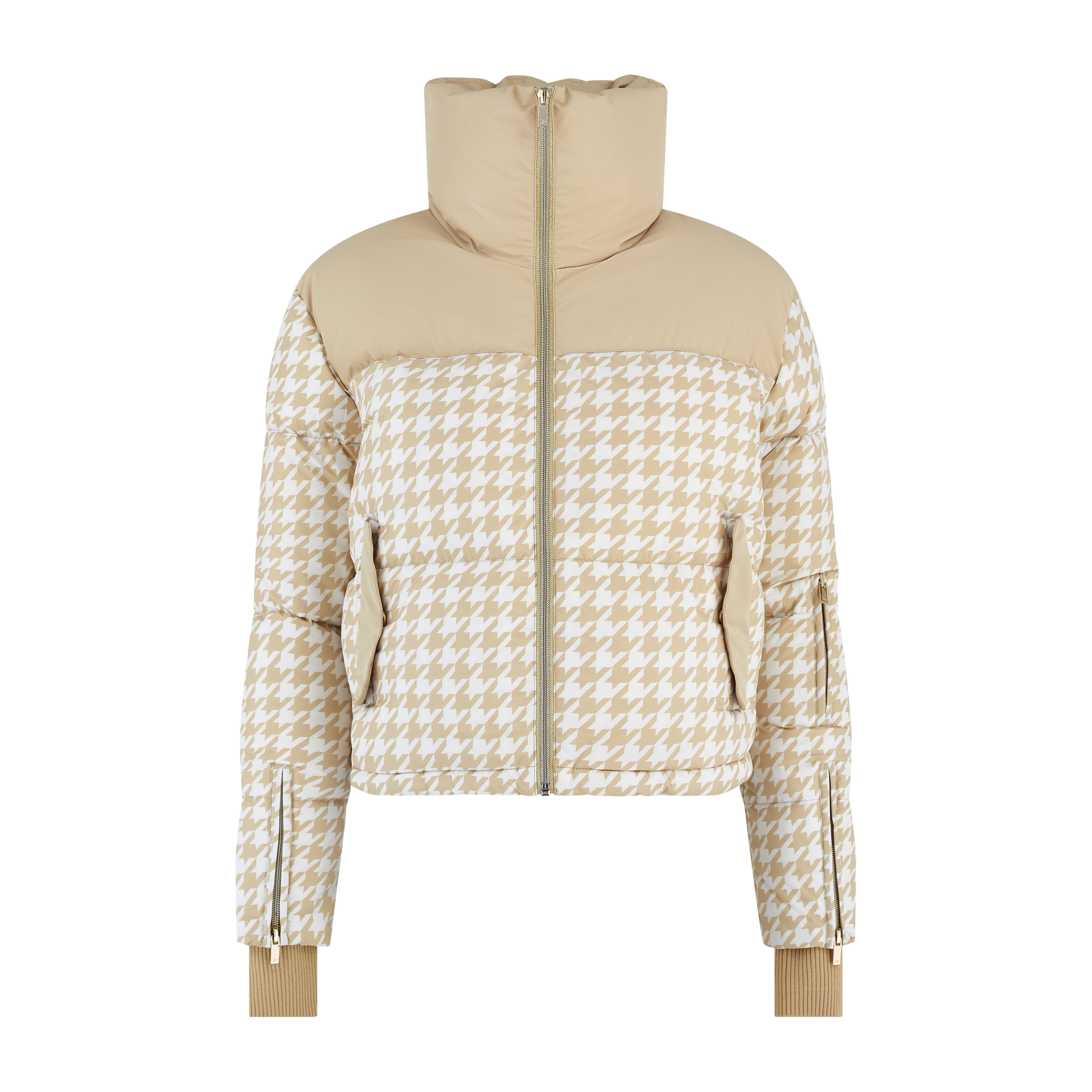 Cropped Bomber Ski Jacket – Nude Houndstooth – My Sunday Ski