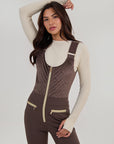Quilted Velvet Ski Overall - Chocolate