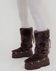 Lug Tread Shearling Snow Boots - Tall Chocolate