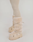 Lug Tread Shearling Snow Boots - Tall Cream