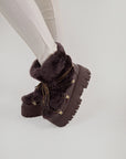 Lug Tread Shearling Snow Boots - Short Chocolate