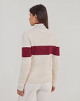 Merino Varsity Quarter Zip - Cream / Burgundy