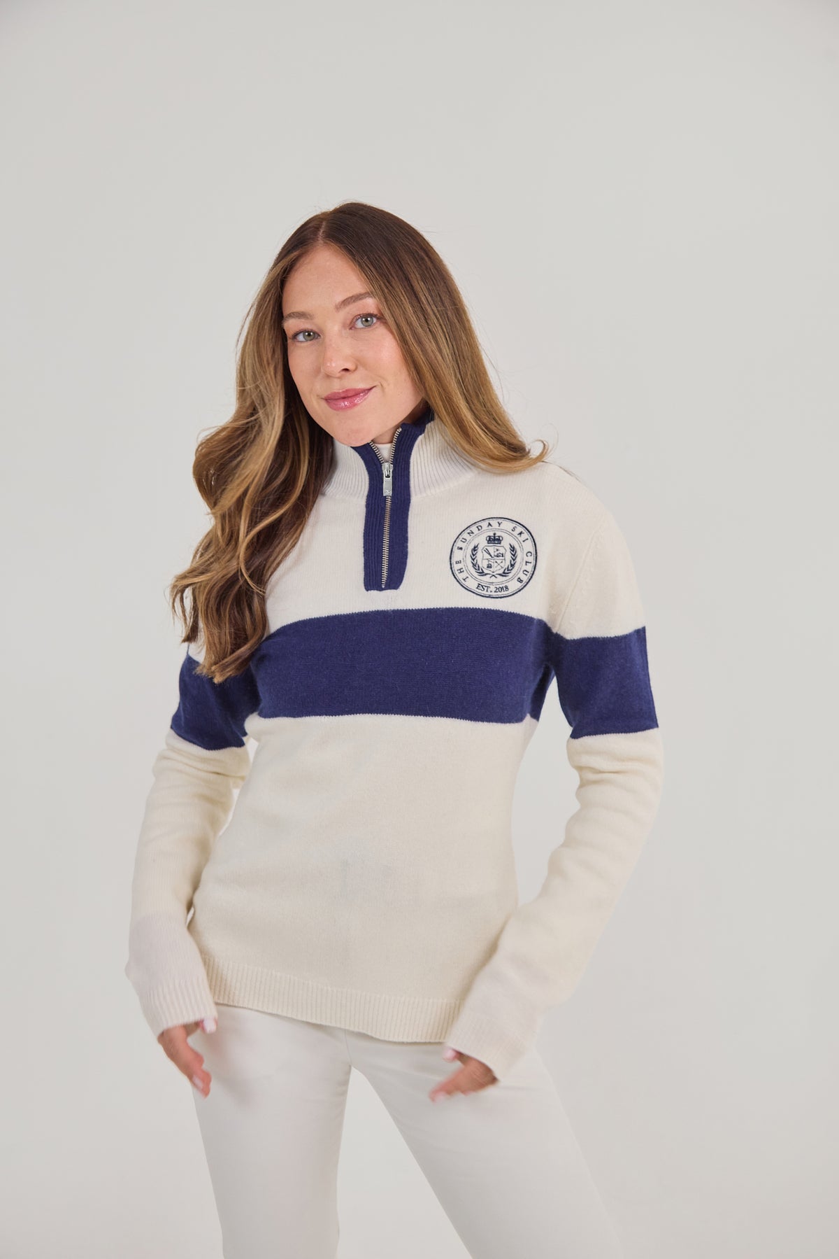 Merino Varsity Quarter Zip Cream