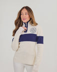 Merino Varsity Quarter Zip - Cream / Navy