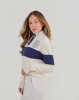 Merino Varsity Quarter Zip - Cream / Navy