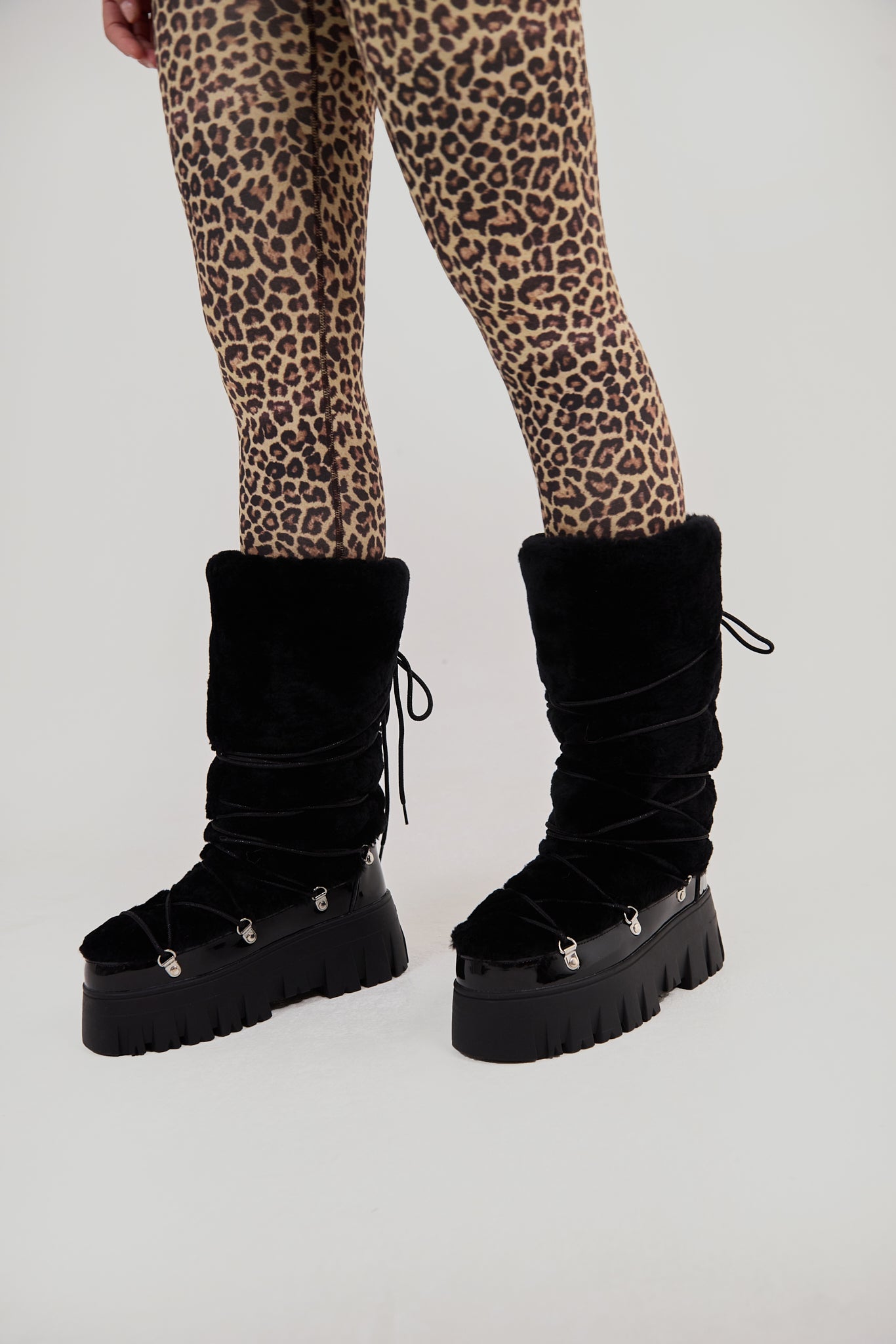 Lug Tread Shearling Snow Boots Tall
