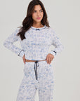 Pointelle Toile Pyjama Set - White / Blue