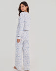 Pointelle Toile Pyjama Set - White / Blue