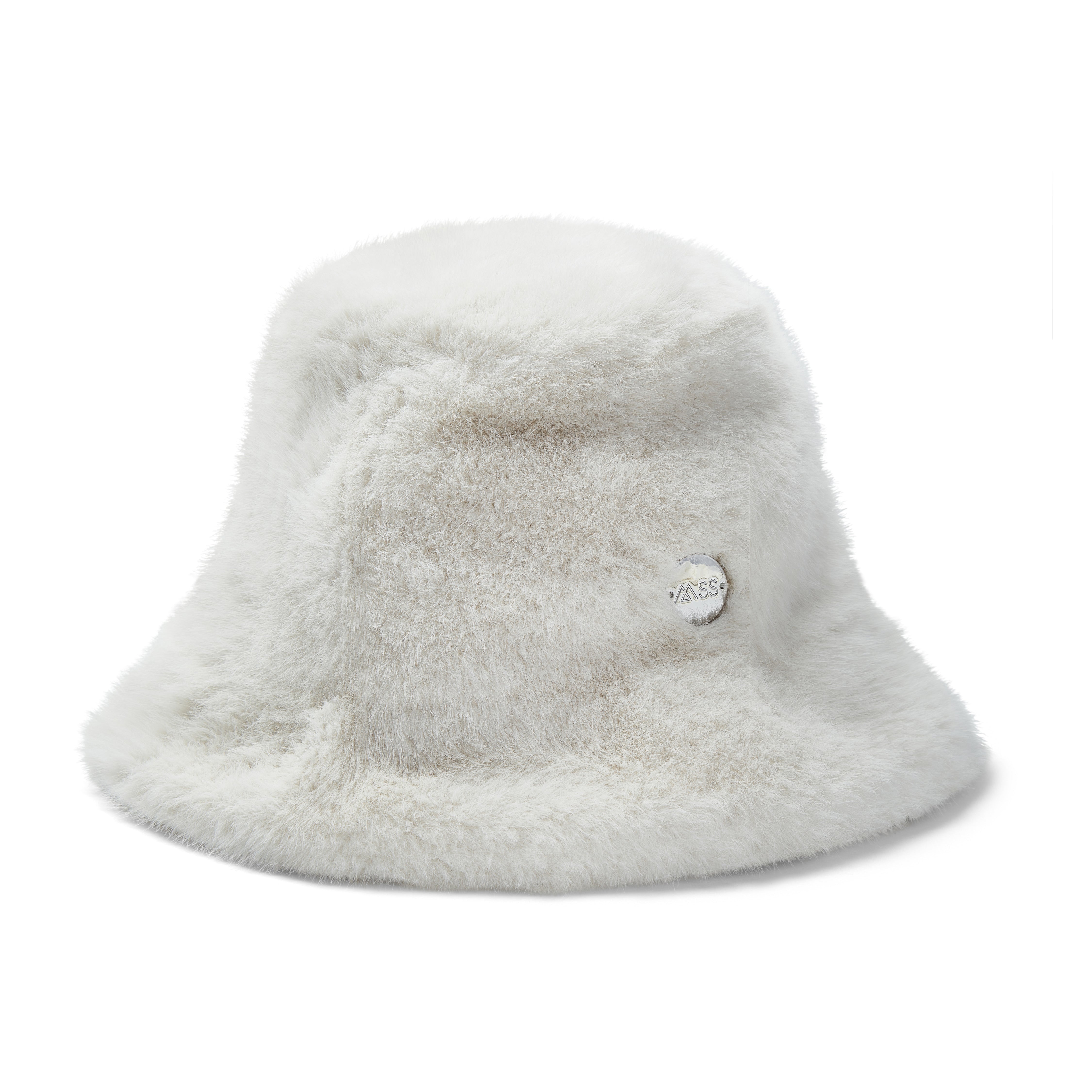 Mink Faux Fur Bucket Hat - White
