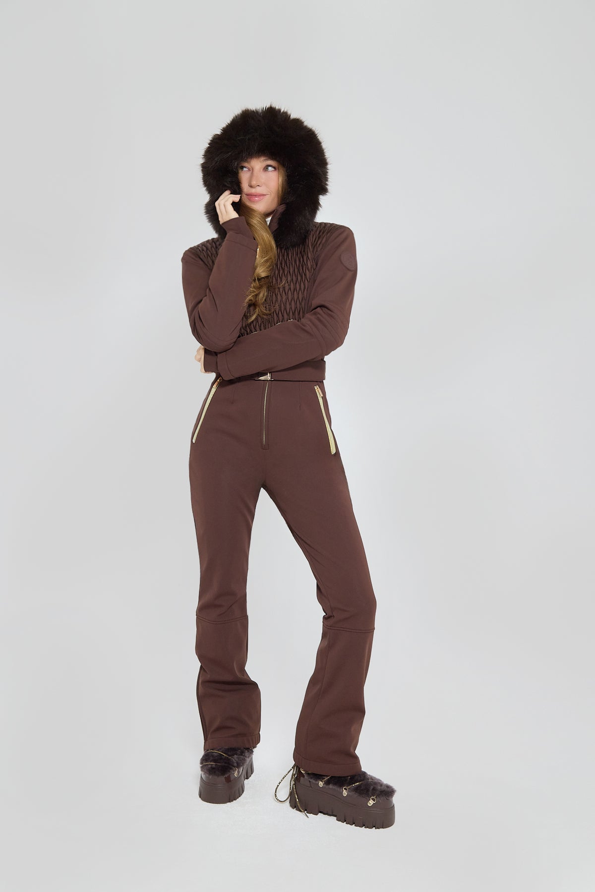 Élégance Klosters Ski Suit - hood up