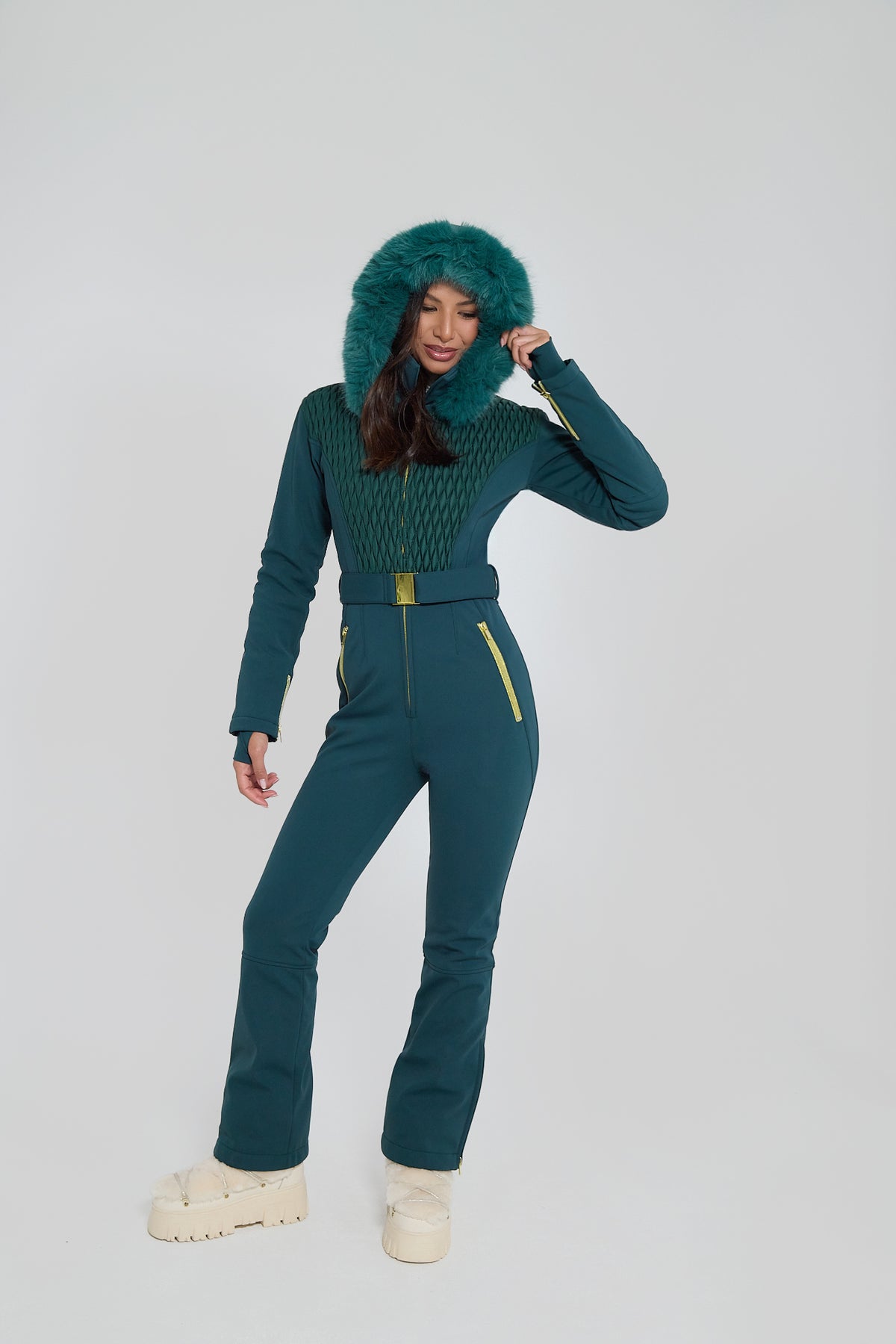 Élégance Aspen Ski Suit - hood up
