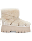 Lug Tread Shearling Snow Boots - Cream