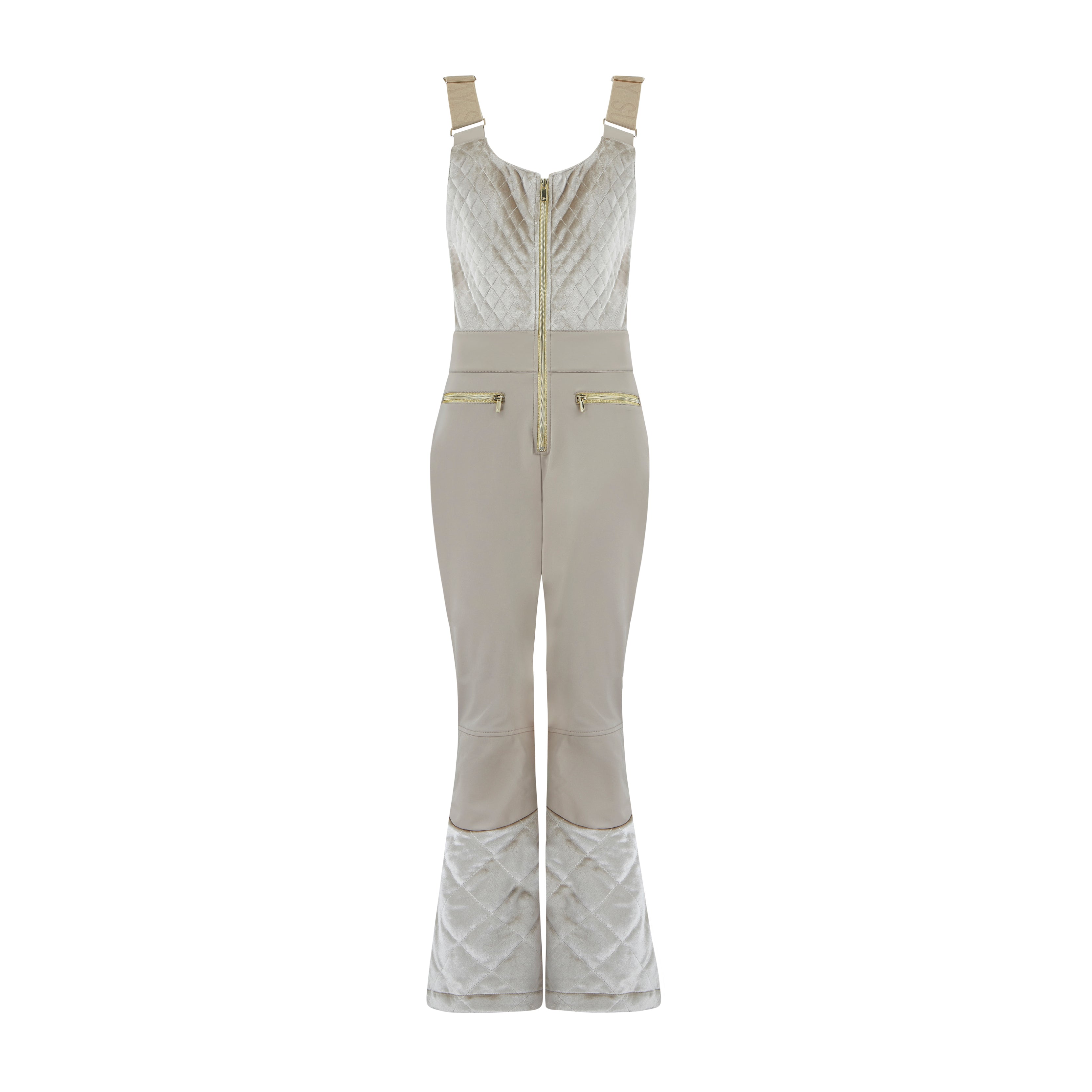 Quilted Velvet Ski Overall - Champagne