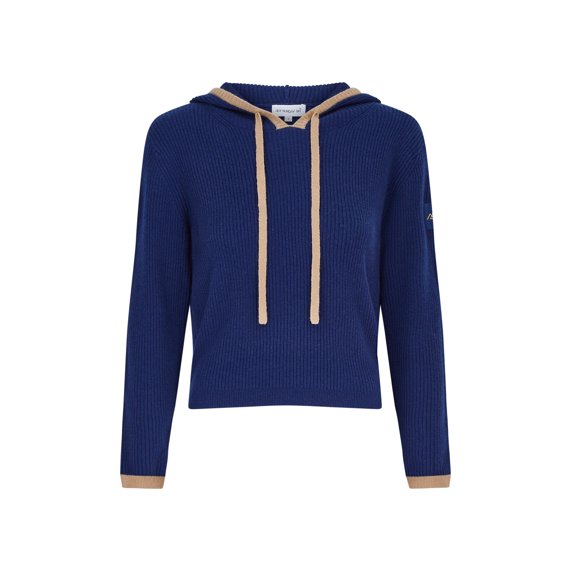 Rib Trim Cashmere Hoodie - Navy / Camel – My Sunday Ski