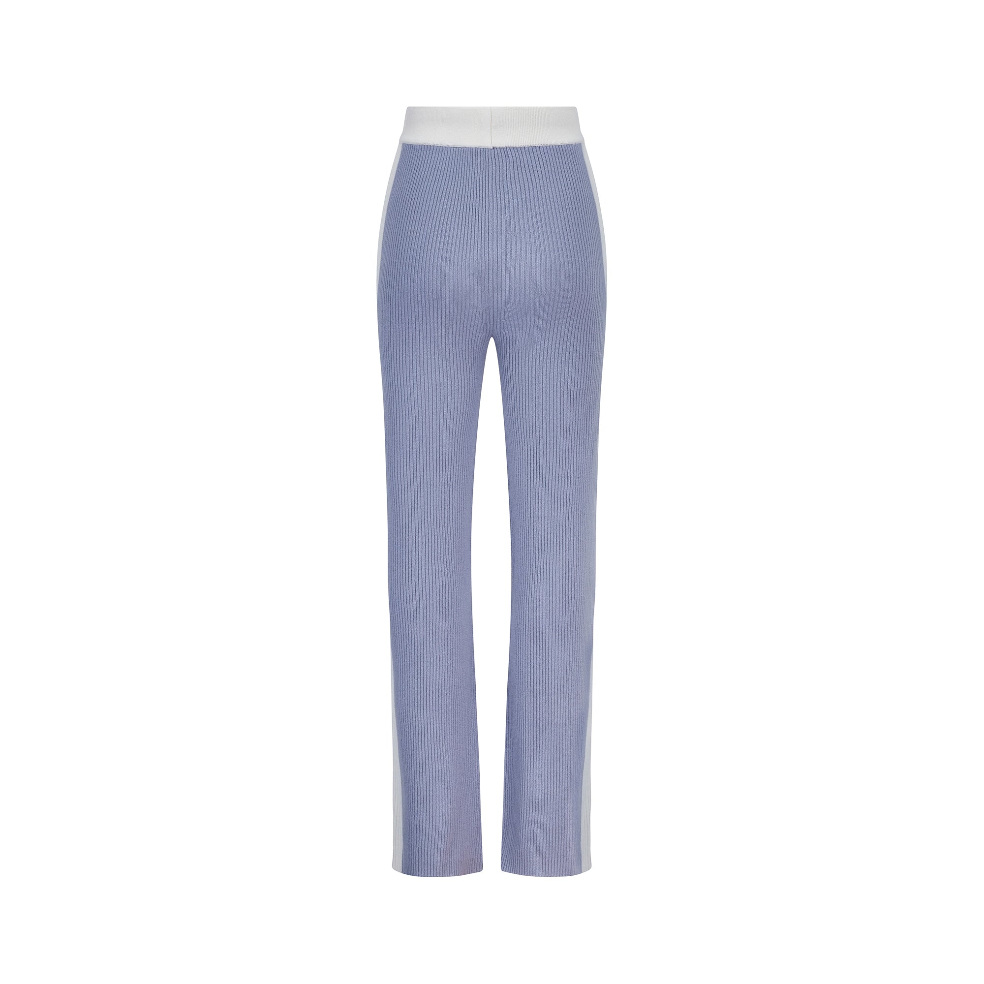 Wide Leg Cashmere Pants - Ice Grey / White