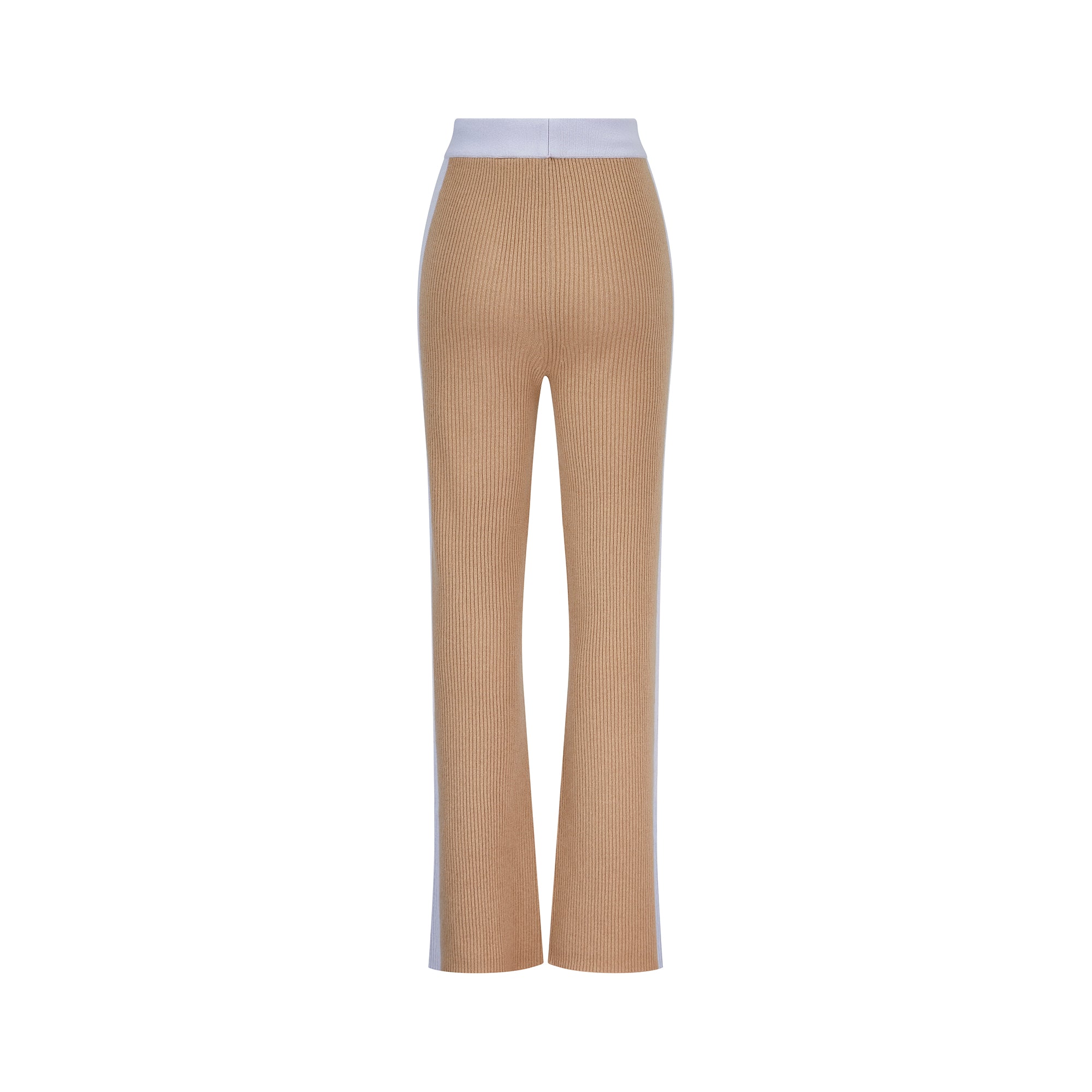 Wide Leg Cashmere Pants - Camel / Pearl Grey