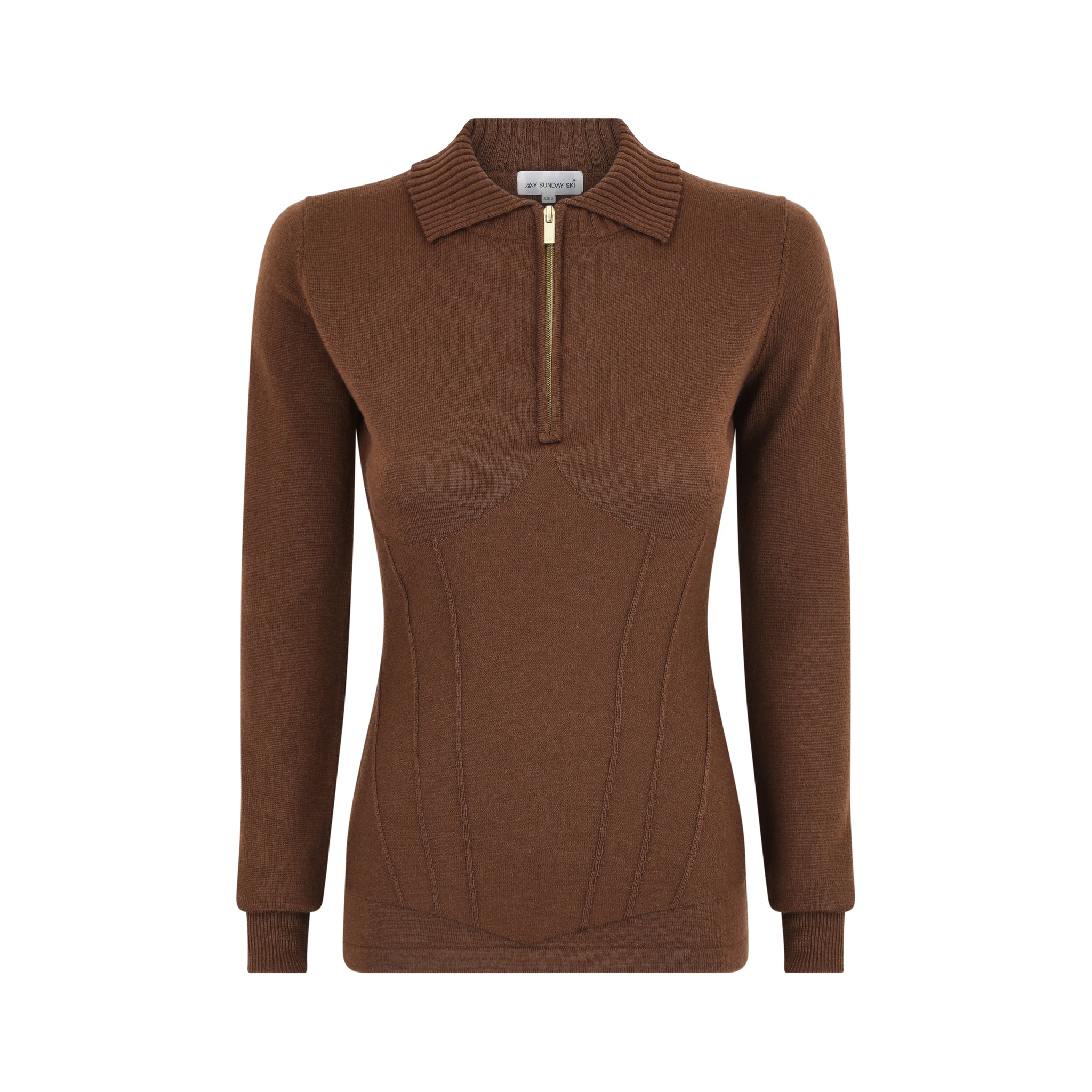 Contour Merino Mid Layer Top - Chocolate