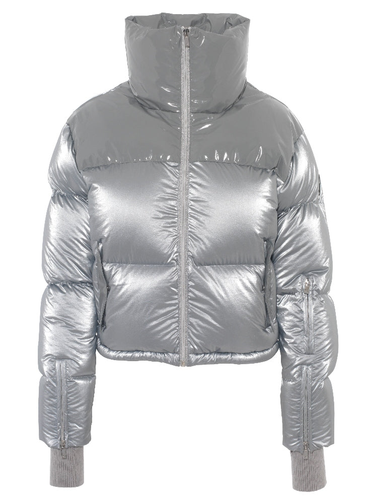 Cropped Bomber Ski Jacket – Moonlight Grey