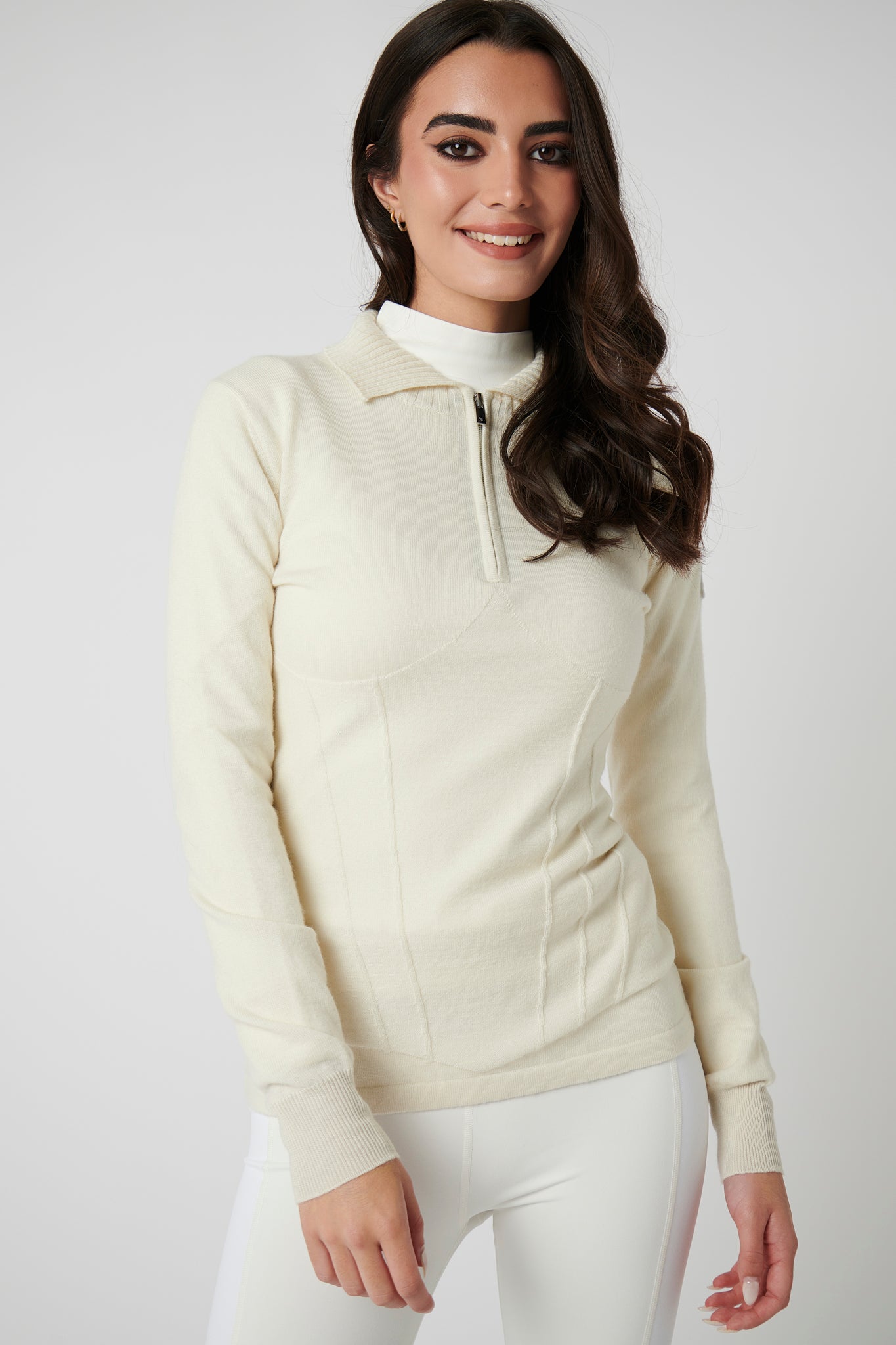 Contour Merino Mid Layer Top - Cream