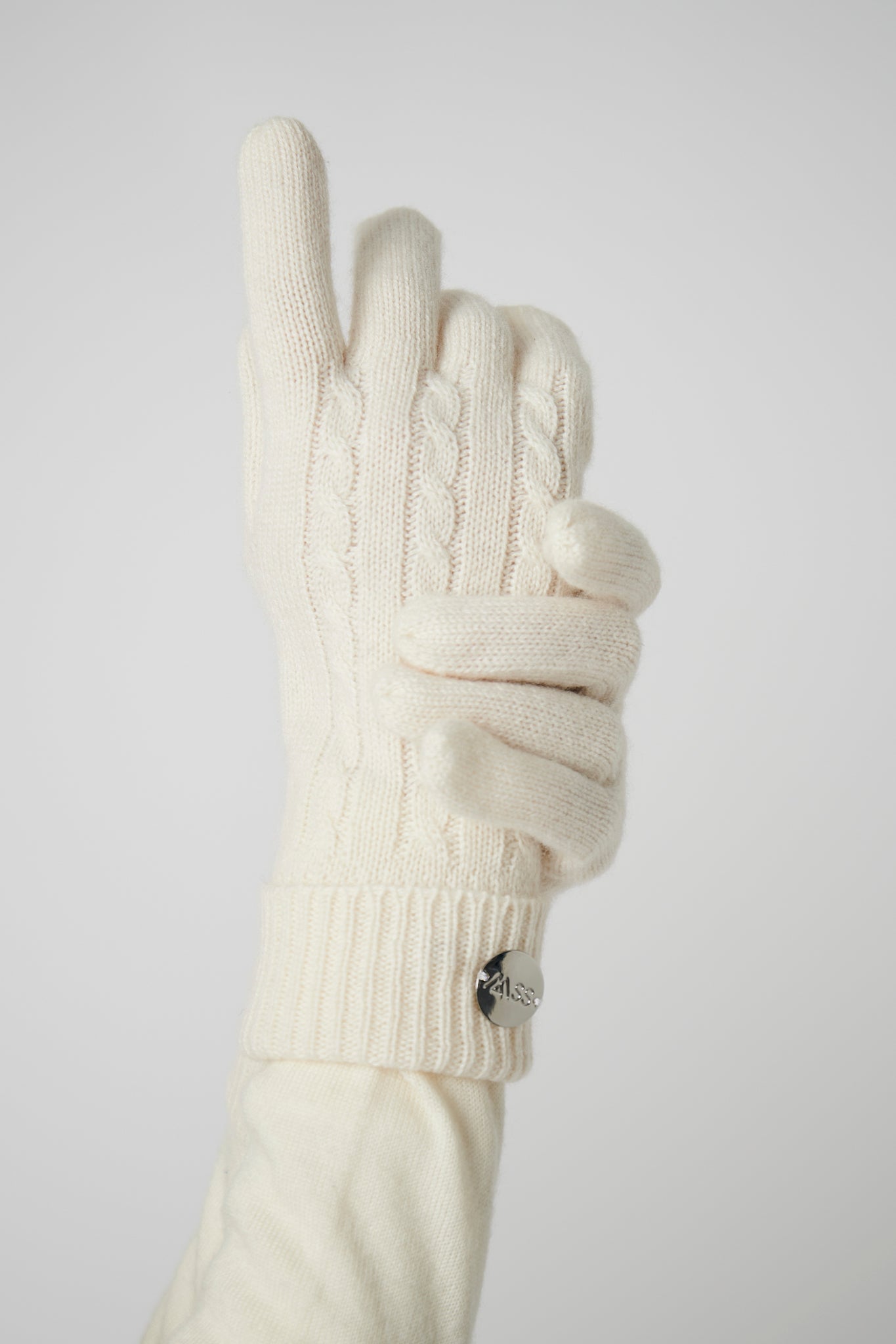 Cashmere Cable Gloves - Cream